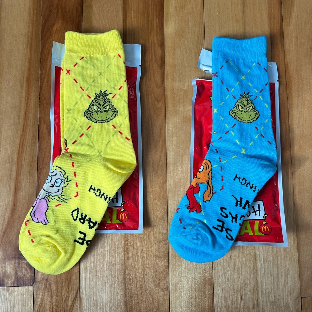 McDonald's Yellow and Blue Grinch Socks